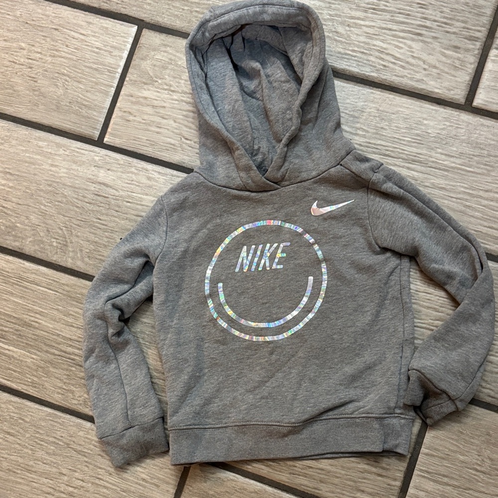 Nike Kids Gray Hoodie with Iridescent Logo - Picture 1 of 2